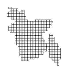 Obraz premium Bangladesh map silhouette from black pattern mosaic structure of squares. Vector illustration.