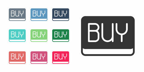 Black Buy button icon isolated on white background. Financial and stock investment market concept. Set icons colorful. Vector