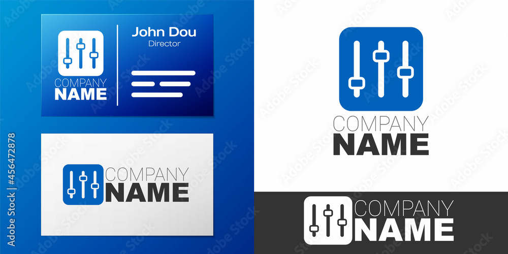 Poster logotype sound mixer controller icon isolated on white background. dj equipment slider buttons. mixi