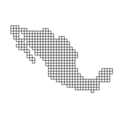 Fototapeta premium Mexico map silhouette from black pattern mosaic structure of squares. Vector illustration.