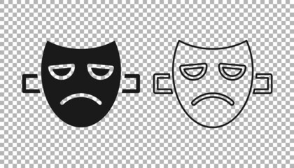 Black Drama theatrical mask icon isolated on transparent background. Vector