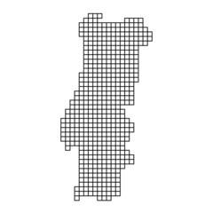 Fototapeta premium Portugal map silhouette from black pattern mosaic structure of squares. Vector illustration.