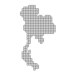 Obraz premium Thailand map silhouette from black pattern mosaic structure of squares. Vector illustration.