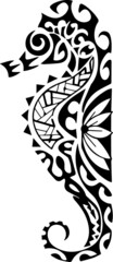 Seahorse simple tattoo tribal.  Vector illustration of a totem sea animal.