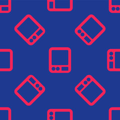 Red Electronic coffee scales icon isolated seamless pattern on blue background. Weight measure equipment. Vector