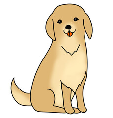 お座りするゴールデンレトリーバーのイラスト