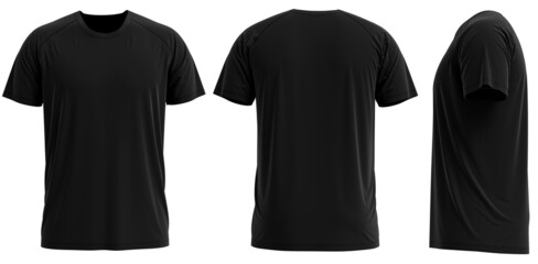 Raglan Short sleeve T-shirt [ Solid BLACK] - obrazy, fototapety, plakaty