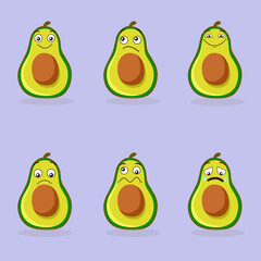 Avocados emoticon set