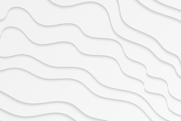 Wavy white illustration. Abstract paper cut background. Curve lines. 