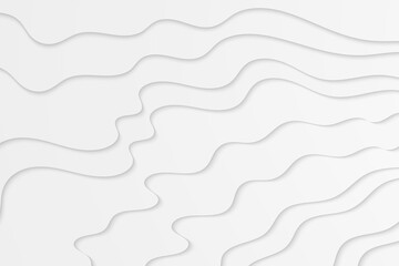 Wavy white illustration. Abstract paper cut background. Curve lines. 