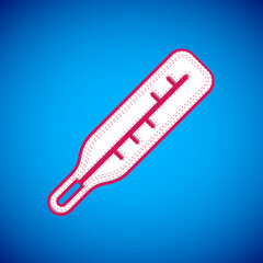 White Medical thermometer for medical examination icon isolated on blue background. Vector