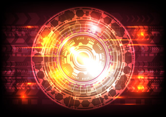 Computer speed arrow. Abstract hologram hi-tech background. Virtual reality technology electric innovation. Data connection and Head-up display interface. Futuristic Sci-Fi glowing HUD circle