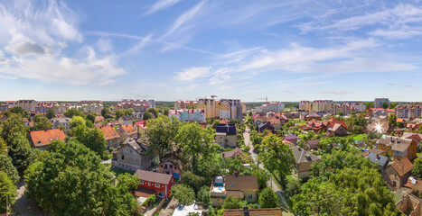 A magnificent cityscape that can be seen from the observation deck of the water tower in the city center. Zelenogradsk, Russia.