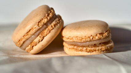 Macarons on a light background