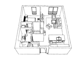 Apartment stylish interior design skech