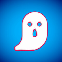 White Ghost icon isolated on blue background. Happy Halloween party. Vector