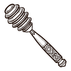 Honey hand drawn decorative icons with honey spoon isolated vector inl illustration