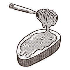 Honey hand drawn decorative icons with bread with honey isolated vector inl illustration