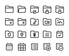 Collection of monochromatic pixel perfect icons: User interface. Set #3.  Built on  base grid of  32 x 32  pixels. The initial base line weight is 2 pixels. Editable strokes
