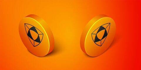 Isometric Diamond icon isolated on orange background. Jewelry symbol. Gem stone. Orange circle button. Vector