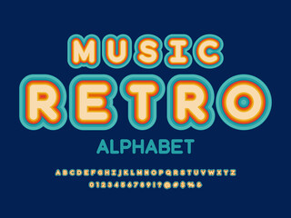 A groovy hippie retro style alphabet design with uppercase, numbers and symbols