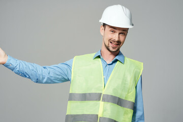 male builders protection Working profession light background