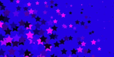 Dark Purple vector template with neon stars.