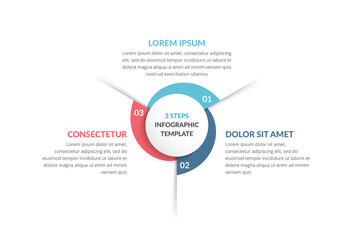 Fototapeta premium Circle infographic template with three steps or options, process chart