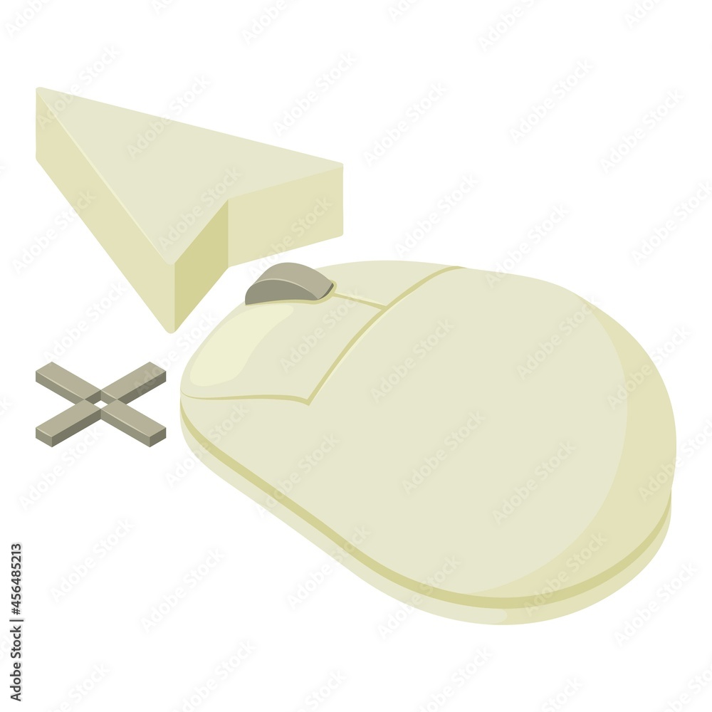 Poster computer mouse icon isometric vector. arrow cursor and wireless computer mouse. modern technology, o