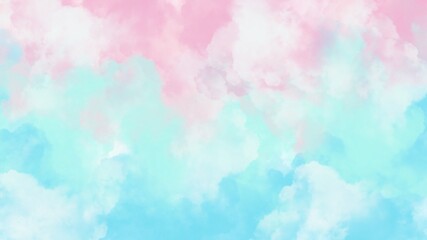 Abstract painting art with sky blue and pink cloud paint brush for presentation, website background, banner, wall decoration, or t-shirt design