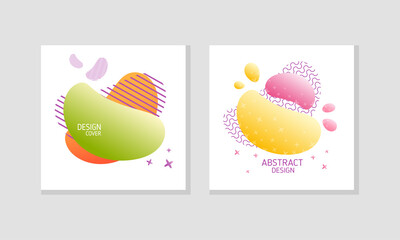 Abstract Square Design Cover with Fluid Gradient Color Shape Vector Set