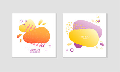 Abstract Square Design Cover with Fluid Gradient Color Shape Vector Set