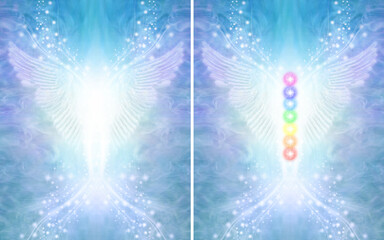 Angel Chakra Wings Certificate award Diploma Background - with and without seven chakras centrally...