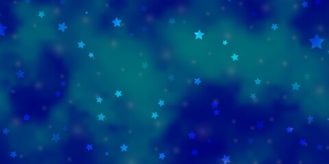 Fototapeta premium Light BLUE vector template with neon stars.