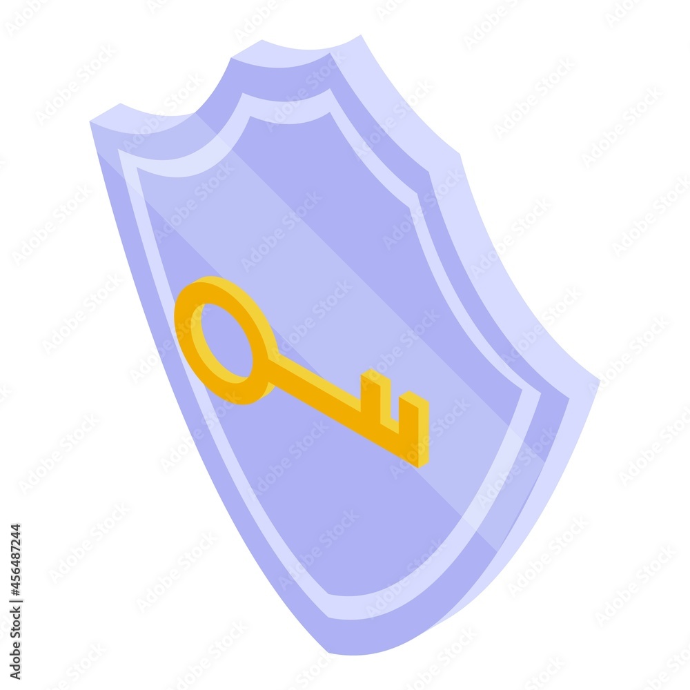 Poster key shield icon isometric vector. data lock. document secure