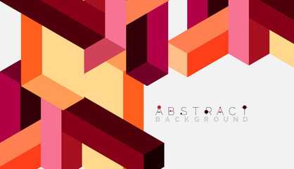 Abstract background. 3d cubes, cubic elements and blocks. Techno or business concept for wallpaper, banner, background, landing page
