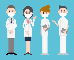 マスクをつける医療従事者（Medical personnel wearing masks）