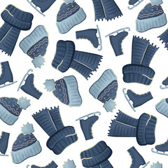 Winter accessories. A pattern on a white background.