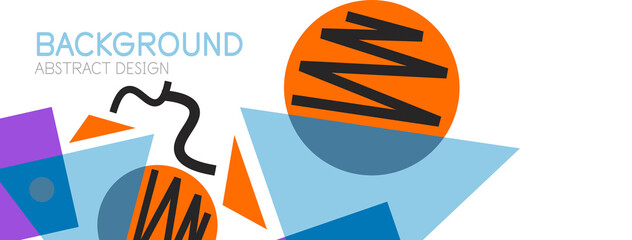 Abstract background. Blocks, lines, triangles, circles composition. Techno or business concept for wallpaper, banner, background, landing page