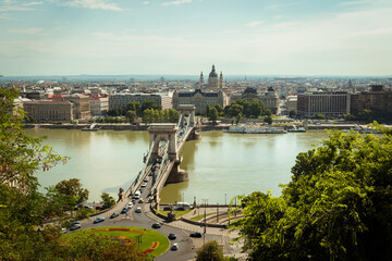 Fototapeta premium View of the Hungarian Parliament and Danube River form Buda Castle