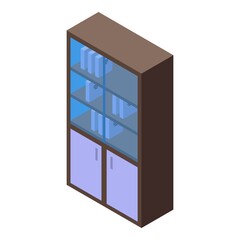 Office wardrobe icon isometric vector. Open cupboard. House furniture