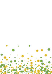 Green Lemon Background White Vector. Citrus Healthy Decoration. Bright Half Lime. Juicy Diet Set.