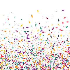 Green Foliage Vector White Background. Orange Leaf Fall Backdrop. November Confetti Pattern. Autumn Foliage Texture.