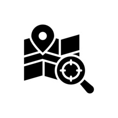 Map search vector solid icon style illustration. Eps 10 file