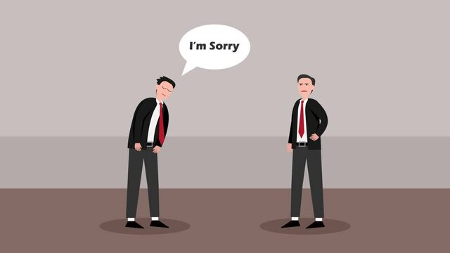 Young businessman says sorry to his boss