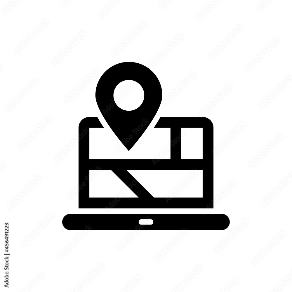 Poster map location vector solid icon style illustration. eps 10 file
