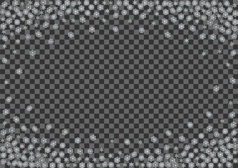 Grey Flake Background Vector Transparent. Snowflake Wintry Illustration. Light Confetti Falling Texture. Drop Snow Pattern.