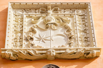 escudo con la estrella de los Fuster y la luna de los Pacs, Posada de l`Estorell, Palma, Mallorca, balearic islands, Spain