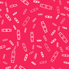 White line Sugar stick packets icon isolated seamless pattern on red background. Blank individual package for bulk food products as coffee, salt, spices. Vector