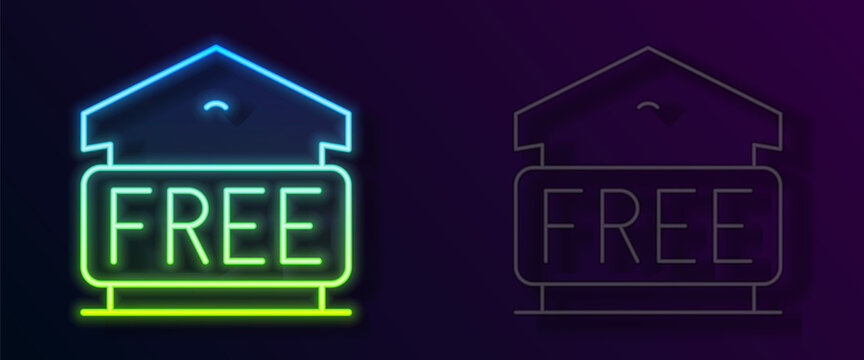 Glowing neon line Free storage icon isolated on black background. Vector
